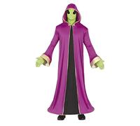 FIESTAS GUIRCA Disfraz de Extraterrestre - Túnica Morada con Capucha y Mascara Verde para Hombre Adulto Talla M 48-50