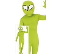 FIESTAS GUIRCA Disfraz de Alien Verde para Hombre - Disfraz de Extraterrestre que Incluye Cabeza de Alien, Mono y Guantes - Disfraces de Halloween para Hombre Talla Adulto L