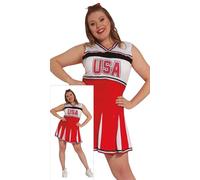 FIESTAS GUIRCA | Disfraz de Animadora Adulta (36-38/S) - Vestido para Fiestas Deportivas y Celebraciones - Ideal para Halloween, Carnaval y Fiestas de Disfraces - Para Adultos - Rojo y Blanco