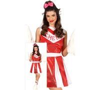 FIESTAS GUIRCA Disfraz de Animadora de Lentejuelas Rojas Mujer - Uniforme de Animadora Americana Brillante con Mangas Largas para Mujer - Disfraces para Mujer Talla L