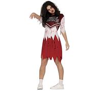 FIESTAS GUIRCA Disfraz de Animadora Zombi - Uniforme Rojo Cheerleader Disfraz Halloween Mujer Talla 38-40 M