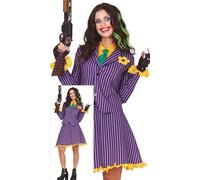 FIESTAS GUIRCA Disfraz de Arlequín Asesino Elegante para Mujer - Disfraz de Comics con Traje de Falda Morado - Disfraces de Halloween para Mujer Talla L