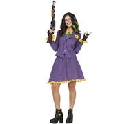 FIESTAS GUIRCA Disfraz de Arlequín Asesino Elegante para Mujer - Disfraz de Comics con Traje de Falda Morado - Disfraces de Halloween para Mujer Talla S
