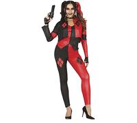 FIESTAS GUIRCA Disfraz de Arlequín Rebelde - Atuendo Rojo y Negro para Mujer Adulta Talla S 36-38
