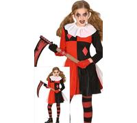 FIESTAS GUIRCA Disfraz de Arlequín Rojo para Niña - Vestido de Payaso Rojo y Negro con Tutú - Disfraces de Halloween para Niñas de 3 a 4 Años