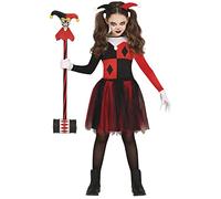 FIESTAS GUIRCA Disfraz de Arlequina Roja Y Negra con Tutú - Payaso Arlequín Villano - Disfraz Niña Halloween 7-9 Años
