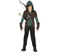 FIESTAS GUIRCA | Disfraz de Arquero Infantil (3-4/Años) - Camiseta, Capucha, Chaleco, Cinturón, Guantes y Pantalón - Disfraces de Medieval y Mosqueteros para Halloween - Niños - Marrón y Verde