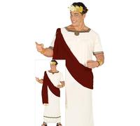 FIESTAS GUIRCA | Disfraz de Augusto Adulto (48-50/M) - Capa y Túnica para Hombre - Disfraz para Emperador Romano y Griegos y Eventos Temáticos - Disfraces de Época y Mitología - Granate y Beis