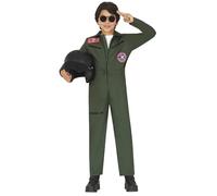 FIESTAS GUIRCA | Disfraz de Aviador Infantil (5-6 Años) - Mono de Piloto - Disfraces de Militares y Aviadores para Halloween, Carnaval y Fiestas de Disfraces - Ideal para Niños - Verde