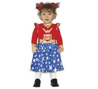 FIESTAS GUIRCA Disfraz de Bebé Maravilla - Vestido Rojo y Azul de Super Heroína con Estrellas para Bebé de 18-24 Meses