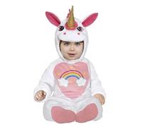 FIESTAS GUIRCA Disfraz de Bebé Unicornio - Mono Blanco y Rosa con Arcoíris, Capucha y Alas para Bebé de 12-18 Meses