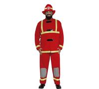 FIESTAS GUIRCA Disfraz Bombero Hombre - Uniforme Bombero con Gorro - Disfraz Hombre Talla XL 54-56