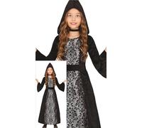 FIESTAS GUIRCA Disfraz de Bruja con Capucha Plateada para Niña - Disfraz de Hechicera Plateada - Disfraces de Halloween para Niñas de 5 a 6 Años