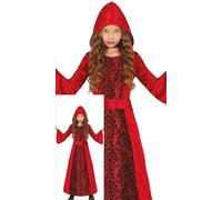 FIESTAS GUIRCA Disfraz de Bruja con Capucha Roja para Niña - Disfraz de Hechicera Roja - Disfraces de Halloween para Niñas de 7 a 9 Años