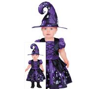 FIESTAS GUIRCA Disfraz de Brujita Lila Mágica para Bebé Niña - Disfraz Halloween de Bebé con Sombrero de Bruja 12-18 Meses