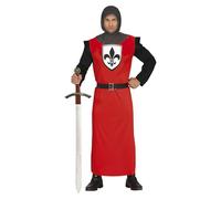 FIESTAS GUIRCA Disfraz de Caballero Medieval - Atuendo Rojo de Guerrero Medieval para Hombre Adulto Talla L 52-54