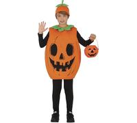 FIESTAS GUIRCA | Disfraz de Calabaza Infantil (7-9 Años) - Gorro y Traje - Disfraces de Halloween, Carnaval y Fiestas de Disfraces - Ideal para Niños y Niñas - Naranja