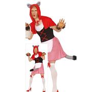 Fiestas Guirca Disfraz Divertido Caperucita Roja y Lobo Travieso Hombre, Cola Peluda, Talla L