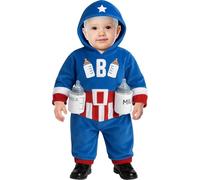 FIESTAS GUIRCA Disfraz de Capitán Super Bebé - Mono de Super Héroe Azul y Rojo con Sujeta bebidas para Bebé de 18-24 Meses
