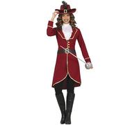 FIESTAS GUIRCA Disfraz Capitana Pirata Mujer - Disfraz Pirata Burdeos para Mujer Talla M 38-40