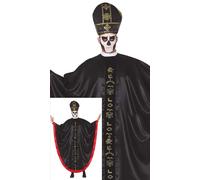 FIESTAS GUIRCA Disfraz de Cardenal Satánico para Hombre - Disfraz de Obispo Negro y Rojo - Disfraces de Halloween para Hombre Talla Adulto XL
