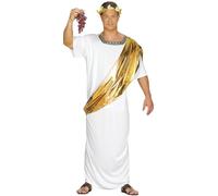FIESTAS GUIRCA | Disfraz de César Romano Adulto (52-54/L) - Toga - Disfraces de Emperador y Líder para Fiestas de Romanos y Griegos, Halloween, Carnaval y Mascaradas - Ideal para Hombre - Blanco y Oro