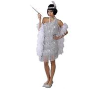 FIESTAS GUIRCA | Disfraz de Charleston para Mujer (42-44/L) - Vestido y Cinta de Cabeza - Disfraces de los Años 20 para Fiestas de Disfraces, Carnaval y Halloween - Ideal para Adultas - Plata