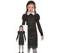 FIESTAS GUIRCA Disfraz de Chica de Familia Gótica - Vestido Negro Elegante - Disfraz Niña Halloween 5-6 Años
