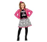 FIESTAS GUIRCA Disfraz de Chica Rock Star Años 90 - Atuendo Infantil Niña Años 80 de Estrella Pop Rosa para Niñas de 10-12 Años