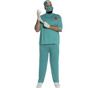 FIESTAS GUIRCA | Disfraz de Cirujano Adulto (54-56/XL) - Camiseta, Gorro, Mascarilla y Pantalón - Disfraces de Doctor y Médico para Halloween, Carnaval y Fiestas de Disfraces - Ideal para Hombres