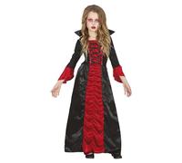 FIESTAS GUIRCA Disfraz de Condesa Vampiresa - Vestido Largo Elegante Rojo y Negro para Niñas de 7-9 Años