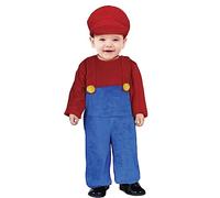 FIESTAS GUIRCA Disfraz de Conductor de Tren Aventurero Niño - Mono de Fontanero Mecánico Rojo con Gorro - Disfraz de Niño 2-3 años