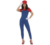 FIESTAS GUIRCA Disfraz de conductor de tren aventurero para mujer - Sexy rojo mecánico fontanero mono incluye gorro - Disfraz de héroe de la infancia para mujer, talla M 38 - 40