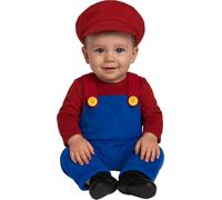 FIESTAS GUIRCA Disfraz de Conductor de Tren Aventurero Niño - Mono de Fontanero Mecánico Rojo con Gorro - Disfraz de Niño 2-3 años