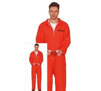 Fiestas Guirca - Disfraz de Convicto Adulto - Mono Presidiario para Hombre, Naranja (52-54/L)