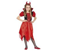 FIESTAS GUIRCA Disfraz de Diablesa Roja Brillante - Vestido de Demonia con Diadema para Niñas de 10-12 Años