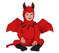 FIESTAS GUIRCA | Disfraz de Diablillo Bebé (18-24/Meses) - Incluye Alas, Capucha, Cola y Mono - Disfraces de Demonio para Halloween y Fiestas de Disfraces - Ideal para Bebés Unisex - Rojo