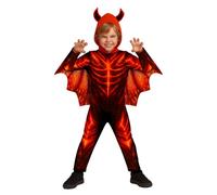 FIESTAS GUIRCA | Disfraz de Diablo de Fuego Infantil (7-9 Años) - Mono, Capucha y Alas - Disfraz de Demonio para Halloween y Fiestas de Disfraces - Ideal para Niños - Rojo y Negro