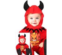 FIESTAS GUIRCA Disfraz de diablo para bebé - Disfraz de diablo rojo con cuernos para niño pequeño - Bebés de 18 a 24 Meses