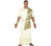 FIESTAS GUIRCA Disfraz de Dios Griego Hombre - Toga Romana Dorada y Blanca - Disfraz Griego Hombre Talla M 48-50