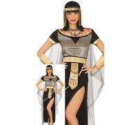FIESTAS GUIRCA Disfraz de Diosa Egipcia Magnífica Mujer - Vestido Sexy de Cleopatra Negro y Dorado - Disfraces de Reina Egipcia para Mujer Talla S