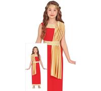Fiestas Guirca Disfraz de Diosa Romana para niña - Toga roja y dorada - 5-6 años