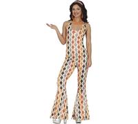 FIESTAS GUIRCA Disfraz de discoteca de estrella de los años 70, traje de discoteca para mujer con estampado retro y golpe, traje de discoteca de los años 80, talla M 38-40