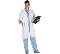 FIESTAS GUIRCA | Disfraz de Doctor Adulto (52-54/L) - Bata, Camiseta y Pantalón - Disfraces de Médico y Enfermero para Halloween, Carnaval y Fiestas de Disfraces - Ideal para Hombres - Blanco y Azul