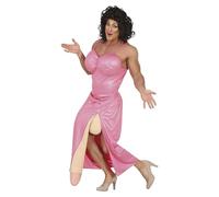 FIESTAS GUIRCA Disfraz de Drag Queen Sexy con Sorpresa para Hombre - Vestido de Noche Rosa con Abertura en Pierna - Disfraz Hombre Talla M 48-50