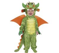 FIESTAS GUIRCA | Disfraz de Dragón Bebé (18-24/Meses) - Mono, Capucha, Alas y Cola - Disfraces de Animales para Halloween y Fiestas de Disfraces - Ideal para Bebés Unisex - Verde y Naranja