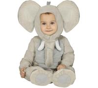 FIESTAS GUIRCA | Disfraz de Elefante Bebé (12-18/Meses) - Capucha, Mono y Pies - Disfraces de Animales para Halloween, Carnaval y Fiestas de Disfraces - Ideal para Bebés Unisex - Gris
