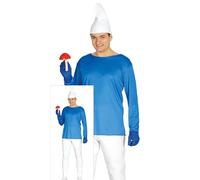 FIESTAS GUIRCA | Disfraz de Enanito Azul Adulto (48-50/M) - Camiseta, Gorro y Pantalón - Disfraces de Cuentos, Hadas y World Book Day para Fiestas de Disfraces - Ideal para Hombre - Azul