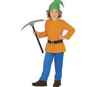 FIESTAS GUIRCA | Disfraz de Enanito del Bosque Infantil (3-4 años) - Casaca, Cinturón, Gorro y Pantalón - Disfraces de Cuentos y Hadas para Halloween y Carnaval - Unisex - Naranja y Azul