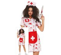 FIESTAS GUIRCA Disfraz de Enfermera Zombi - Uniforme Blanco de Enfermera Sangrienta - Disfraz Halloween Mujer Talla 42-44 L